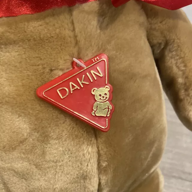 Vintage Dakin Plush Teddy Cough Bear Red Bow 18" 1988 HTF, WITH TAGS! 2