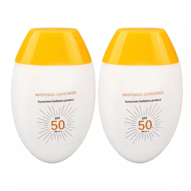 2Pcs Crème Solaire SPF 50 Protection UVA UVB Hydratante Eclaircissement Facial S