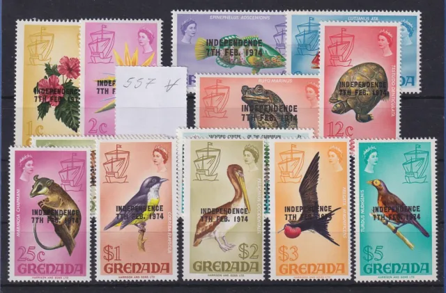 Grenada 1974 Independence Animals Mi. No. 555-568 (without 557) Set ** / MNH