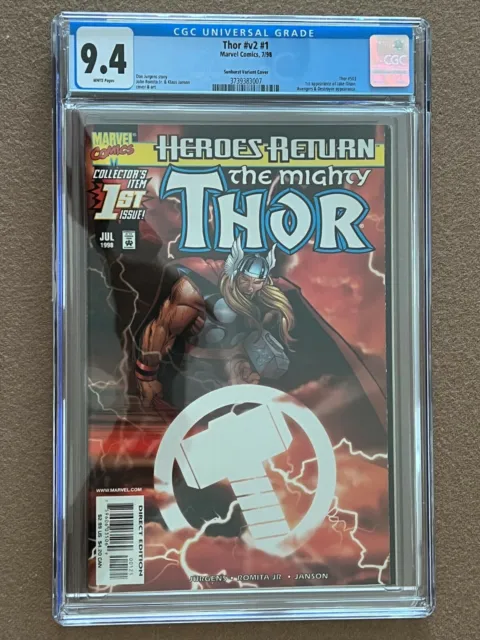 Heroes Return The Mighty Thor v2 1 CGC 9.4 White Pages VERY RARE