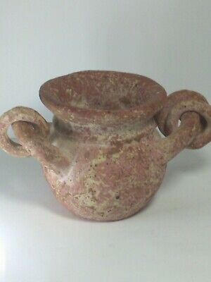 Handmade Crafted Ancient Style Clay Pot, Double Handle with Ring 4.75" x 7.5" 6