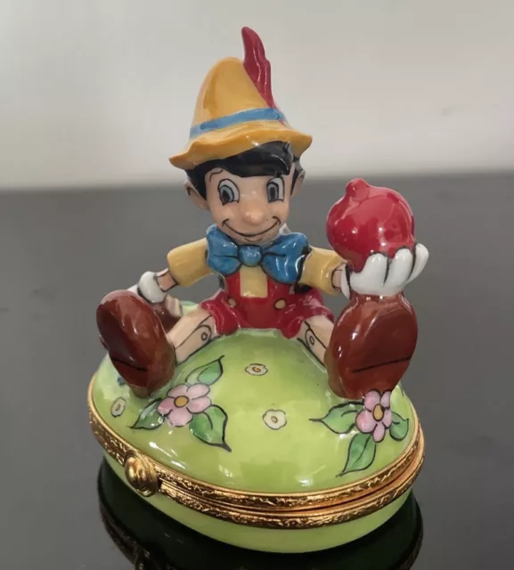 Limoges Trinket Box Artoria Walt Disney Pinocchio Circa 2000 LE 52 Feather