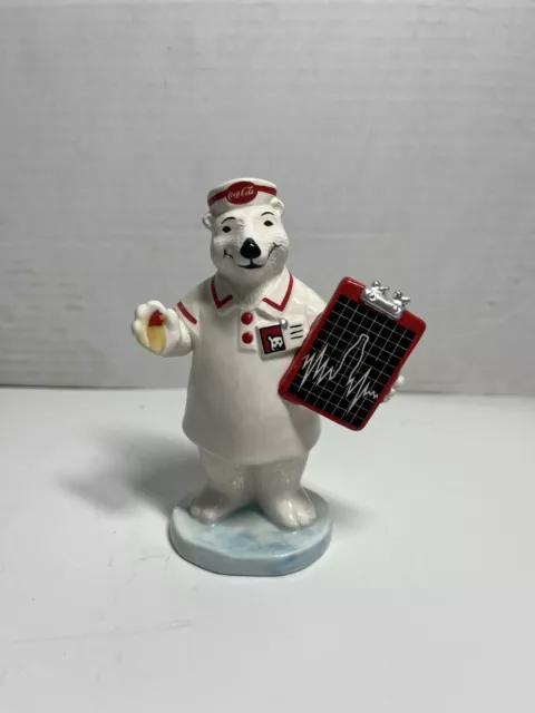 Nurse Coca-Cola Polar Bear 5" figurine Porcelain Vintage 1996