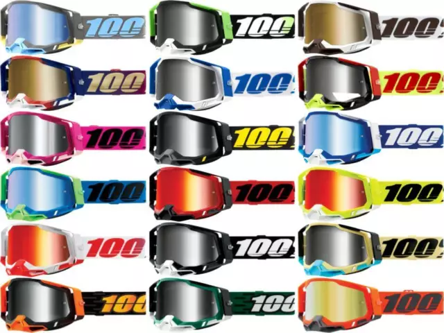 100% Racecraft 2 Goggles Motocross MX Offroad ATV UTV Adult Mirrored /Clear Lens