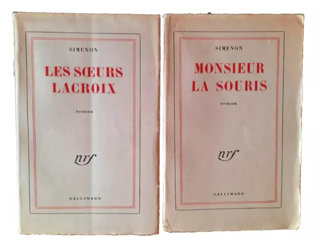 Georges Simenon Monsieur La Souris+ Les Soeurs Lacroix nrf Gallimard 11/1958