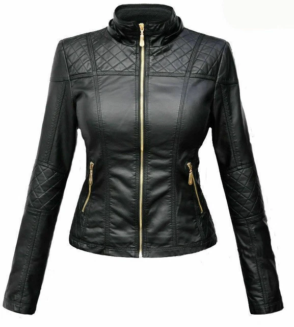 D'Arienzo Veste En Cuir Agneau Femme Noir Italien Véritable Motard Véritable Cuir Made In Italy Giulia XXS/Noir