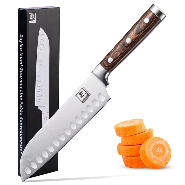 Zayiko Santokumesser 17,20 cm Klinge Scharfes Küchenmesser und Profi Kochmesser