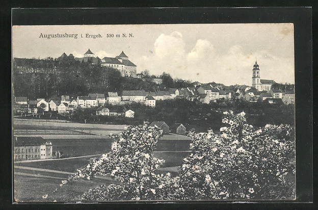 AK Augustusburg i. Erzgeb., Ort im Frühling