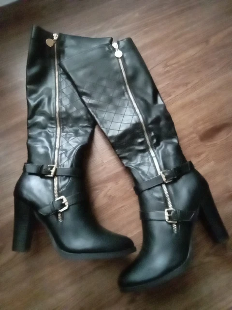 LADIES BLACK Knee High Boots, Size 4 (37) £16.13 - PicClick UK