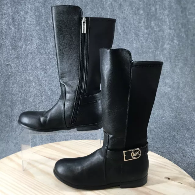 Michael Kors Boots Youth 4 Emma Ryan Tall Riding Black Faux Leather Side Zip 2