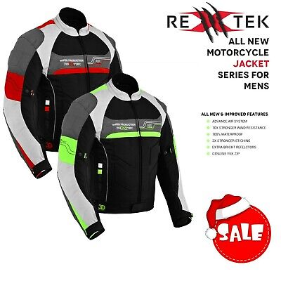 Mens Motorcycle Waterproof Cordura Textile Jacket Motorbike Safety Jackets Armor