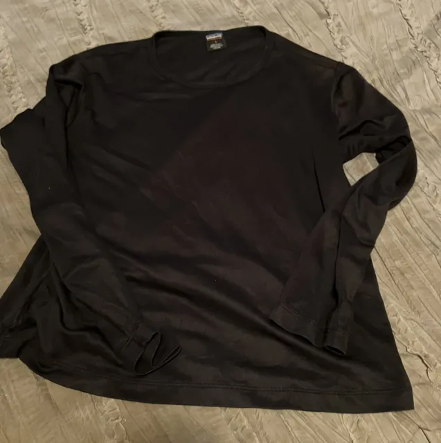PATAGONIA Capilene Base Layer Shirt Black Long Sleeve MADE IN USA Men's LARGE