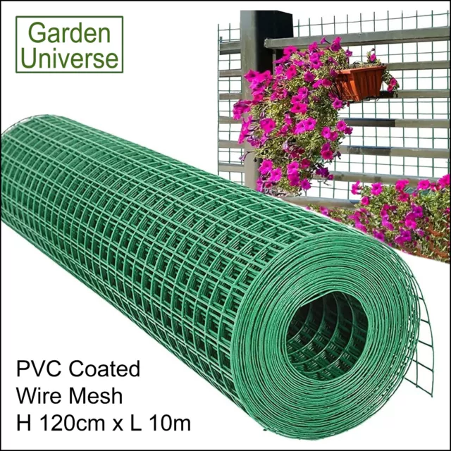 PVC Coated Wire Green W 120cm x L 10m Fence Garden Universe Mesh Fencing Poultry