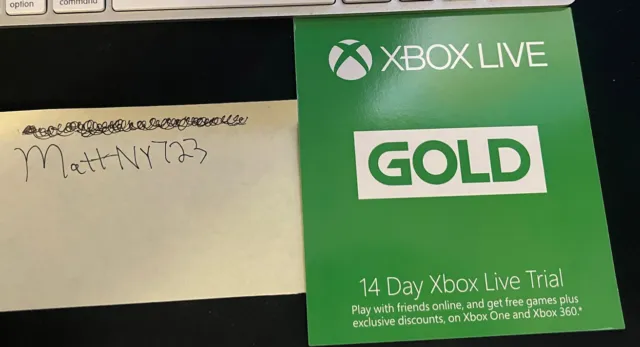 Microsoft Xbox 360 & Xbox One Live 14 Day Subscription Card Gold Trial UNUSED.