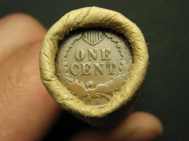 ESTATE COIN ROLL w/ S-MINT INDIAN HEAD! 50ct LINCOLN WHEAT CENT PENNY ~LOT 96ss