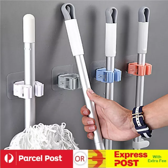 Mop Holder Broom Hanger Wall Mounted Brush Storage Rack Organizer Kitchen Tool