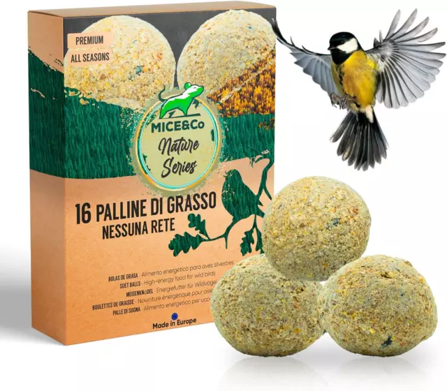 Mice&Co Palle Di Grasso Mangime per Uccelli - Palline Di Sugna per Uccelli Selva