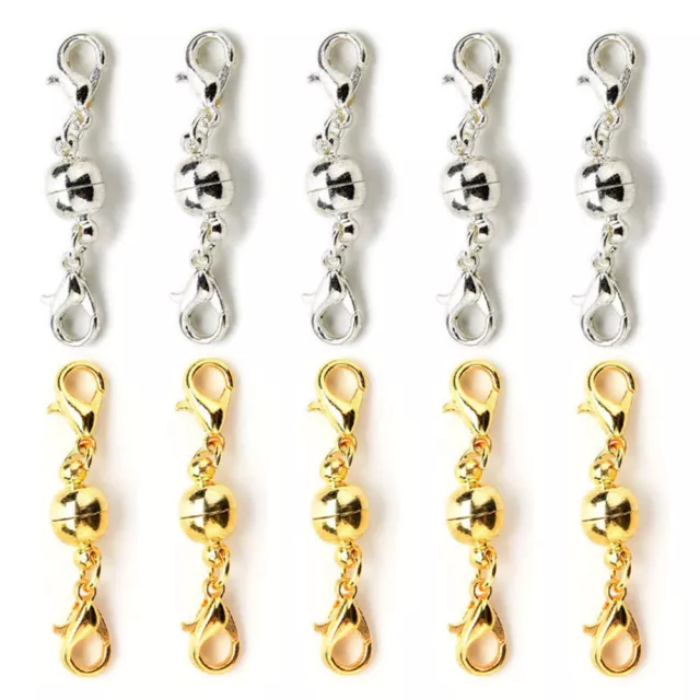 10x Gold & Silver Ball Tone Magnetic Lobster Clasps for Jewelry Necklaces_ADEEL