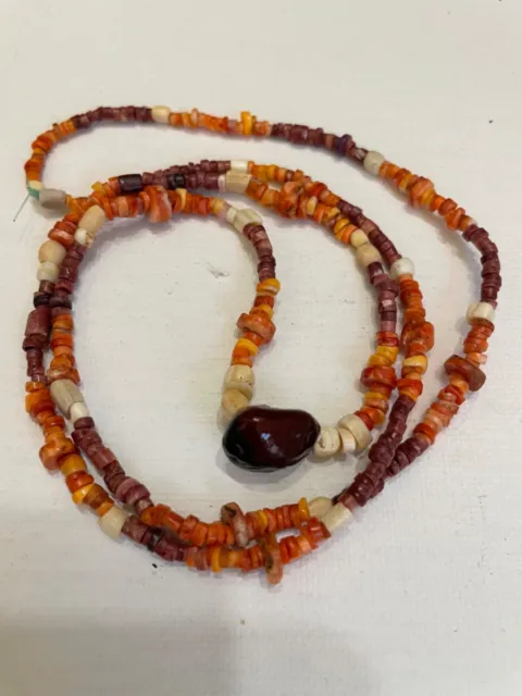 Precolumbian Necklace beads shell finely disks redmulticolored original stunning