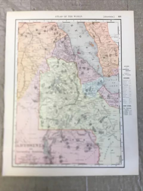 1899 c. Abyssinia Rand McNally Original Standard World Atlas Map