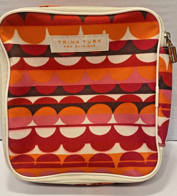Trina Turk for Clinique Red Pink White Multicolor Cosmetic Makeup Bag