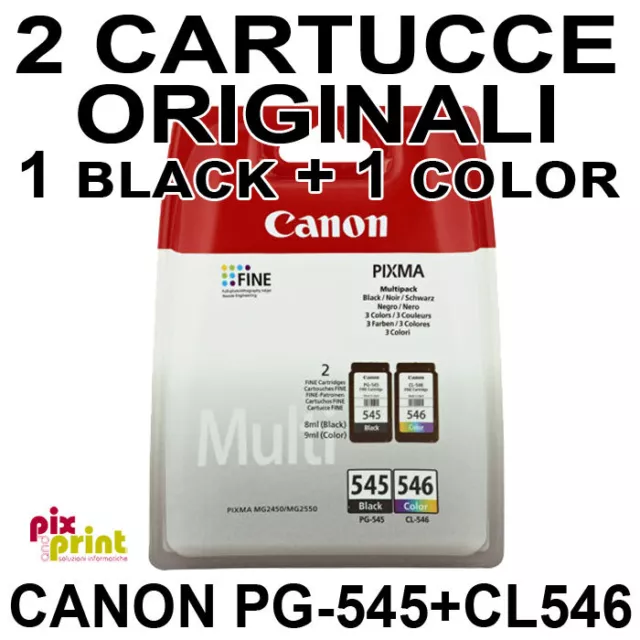 CANON PG-545 CL-546 CARTUCCE ORIGINALI 1 Nero + 1 Colore TS3350 TR4550 MG2555S