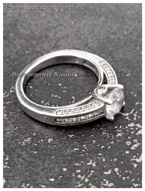 Bague Chevalière Argent Massif 925 Avec Trois Gros Cristaux Scintillants - Taille 52 - Bijou Cocktail élégant