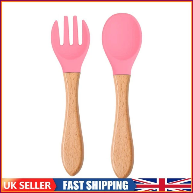 Baby Wooden Silicone Feeding Spoon Toddlers BPA-free Tableware (14)