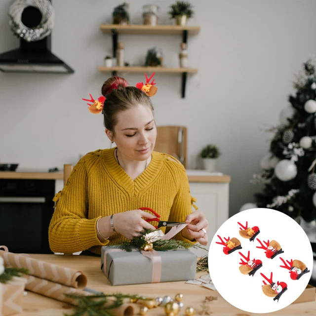 3 Pairs Geweih Haarspange Flanell Kind Weihnachtshaarspangen Mädchen