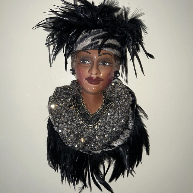 Very Unique African American Mask Beautifully Decorated Wall Hanging About 12”