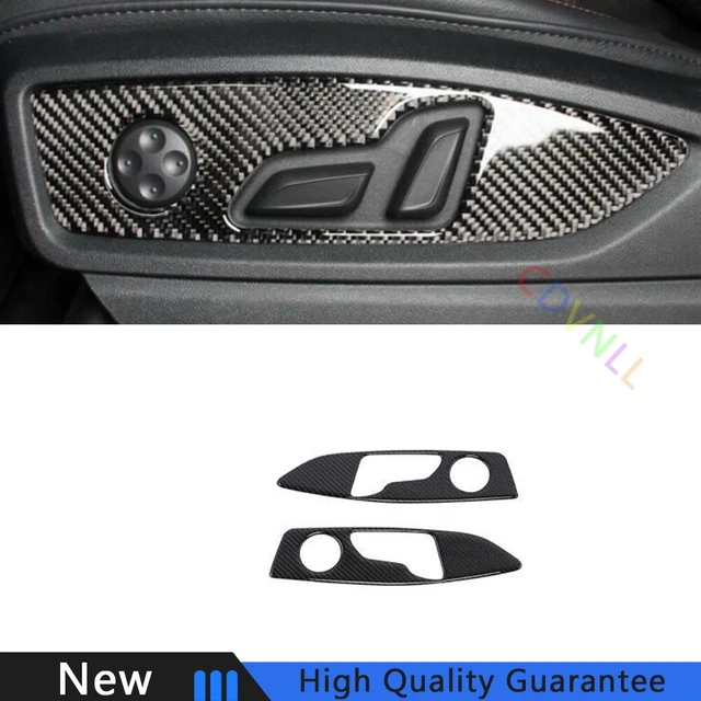 For Audi Q5 2018-2021 Real Carbon Fiber Seat Button Handle Panel Cover Trim 2PCS
