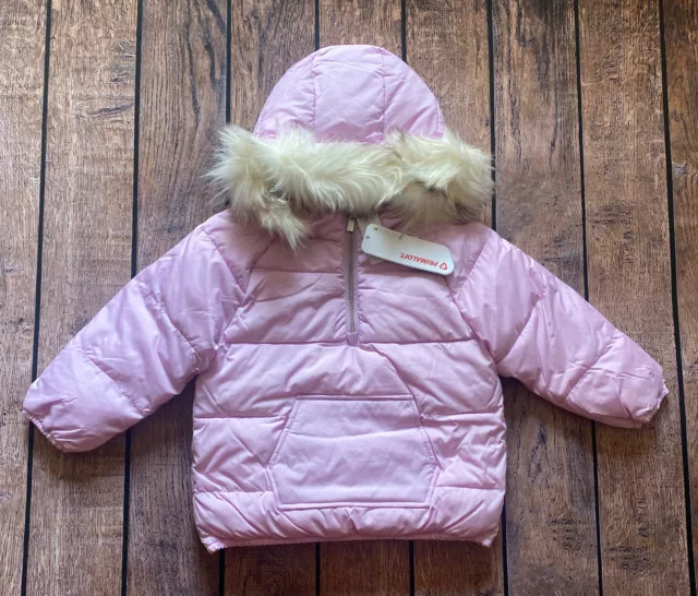 Toddler Girl Size 4 4T Baby Gap Purple Primaloft Half Zip Faux Fur Puffer Coat