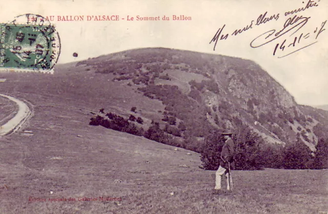 CPA 88 LORRAINE VOSGES Au Sommet du Ballon d'ALSACE Promeneur 1907 animée