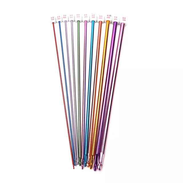 11X 10.6" multicolour Aluminum TUNISIAN / AFGHAN Crochet Hooks Needles 2- 8-MF