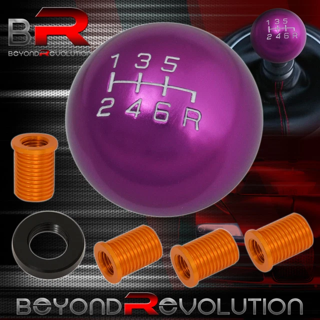 For Chevy 10X1.5mm 6 Speed Round Shift Shifter Knob M8 M10 M12 Drifting Purple