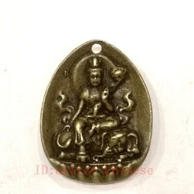 Collection Old China Bronze Carving Avalokitesvara Amulet Necklace Pendant Gift