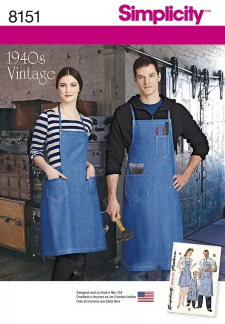 Simplicity Family Easy Sewing Pattern 8151 1940s Vintage Style Aprons (Simpli...