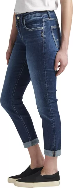 SILVER JEANS Womens Boyfriend Jeans Mid Rise Slim Leg in Indigo 28 x 29