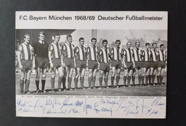 ★★ FC BAYERN MÜNCHEN 1968/69 Deutscher Fußballmeister ★★ Postkarte & Briefmarke