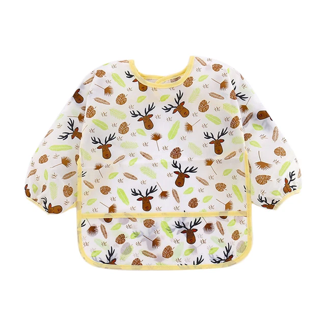 Waterproof Long Sleeve Feeding Apron Coverall Children One Piece Eating Clothes