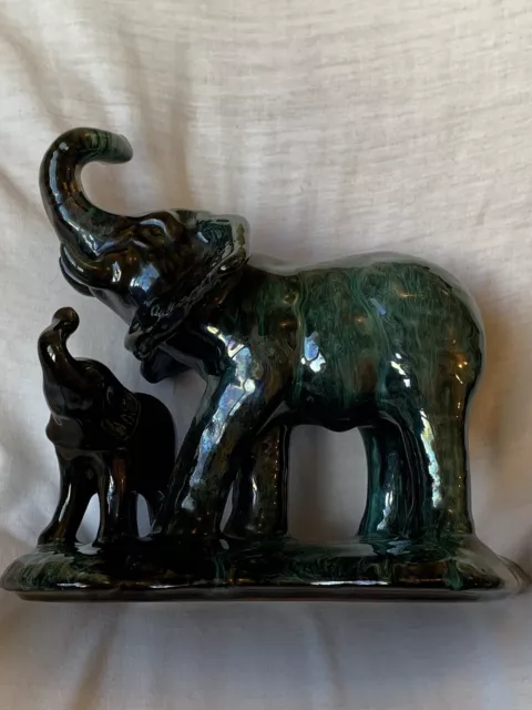 Vintage Blue Mountain Pottery Elephant Figure With Calf Romar Series 1994–2004