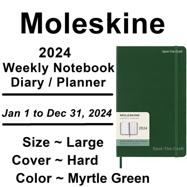 MOLESKINE 2025 WEEKLY Notebook Planner Large Hard Cover Myrtle Green
