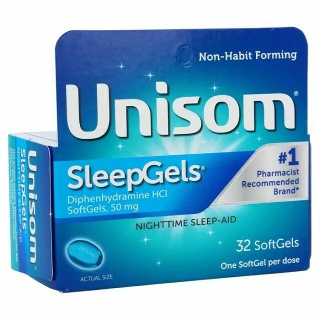 2PKUnisom SleepGels NonHabit 50 mg ayuda nocturna para dormir 32 cápsulas blandas 041167001332VL
