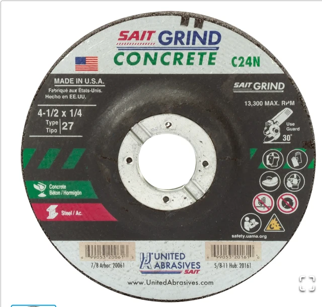 United Abrasives- SAIT 20161 Type 27 4-1/2-Inch x 1/4-Inch x 5/8-11 13300 Max RP
