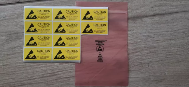 10x PERMASTAT antistatik ESD Verpackungsbeutel Druckverschluss 30x40cm + Sticker