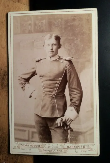 Soldat in Uniform mit Epauletten - Offizier Ulan ? CDV Georg Rudloff Hannover