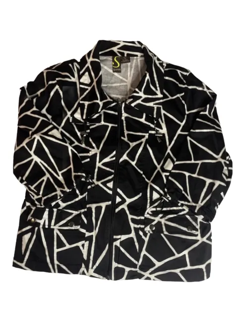 Sportelle Button Up Black White 3/4 Sleeve Women’s XL Jacket