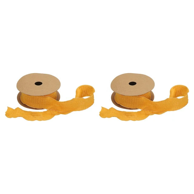 2 piezas cinta de 1,5 pulgadas 10 yardas satinada doble borde volante amarillo oscuro color sólido