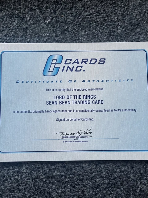 Lord Of The Rings Fellowship Of The Ring Topps Autograph Card Sean Bean 3