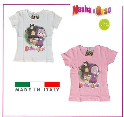 Maglietta Masha & Orso Maniche Corte Bambina Tshirt T-Shirt Maglia